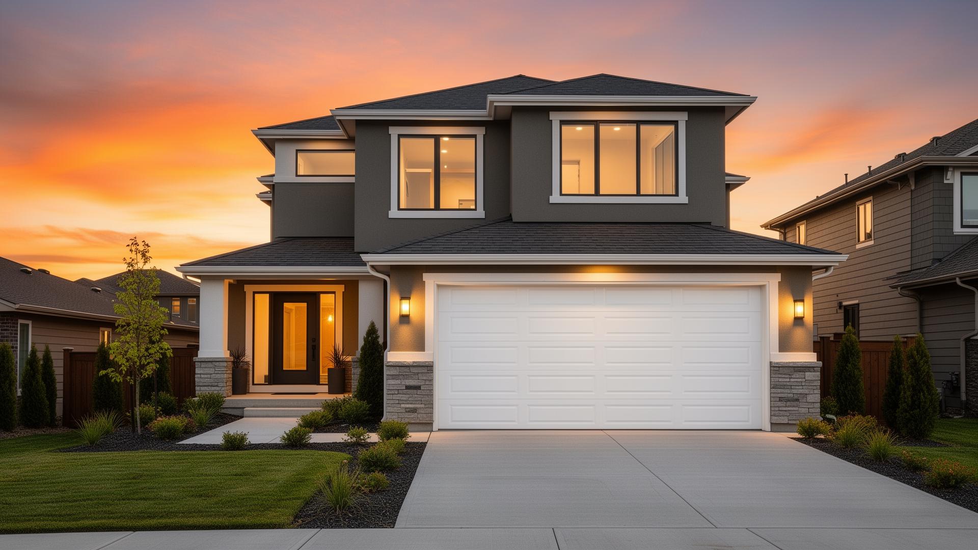 Modern garage door on beautiful home in Ellington CT