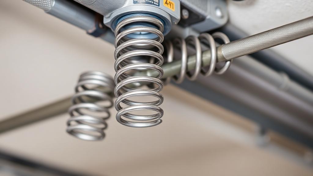 Garage door torsion springs close-up